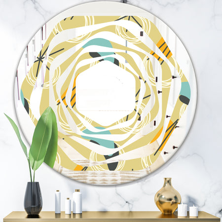 Retro Abstract Design II - Modern Round or Oval Wall Mirror - Whirl
