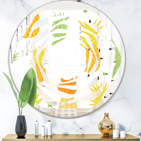 Pineapple Summer Bliss II - Modern Round or Oval Wall Mirror - Whirl