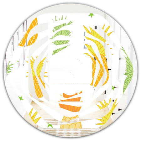 Pineapple Summer Bliss II - Modern Round or Oval Wall Mirror - Whirl
