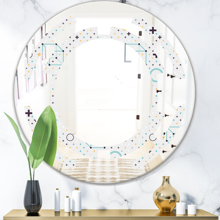 Minimalistic Geometric Elements - Modern Round or Oval Wall Mirror - Space