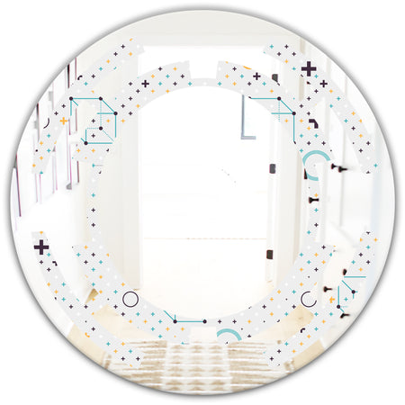 Minimalistic Geometric Elements - Modern Round or Oval Wall Mirror - Space