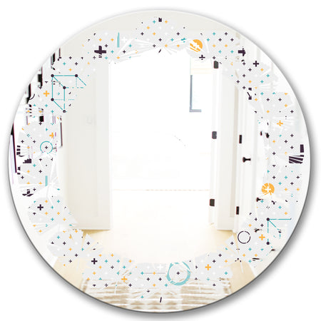 Minimalistic Geometric Elements - Modern Round or Oval Wall Mirror - Leaves