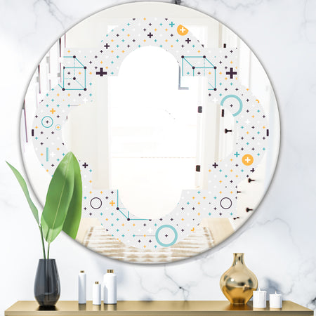 Minimalistic Geometric Elements - Modern Round or Oval Wall Mirror - Quatrefoil