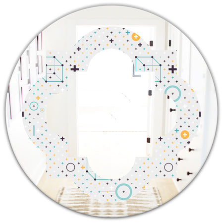 Minimalistic Geometric Elements - Modern Round or Oval Wall Mirror - Quatrefoil