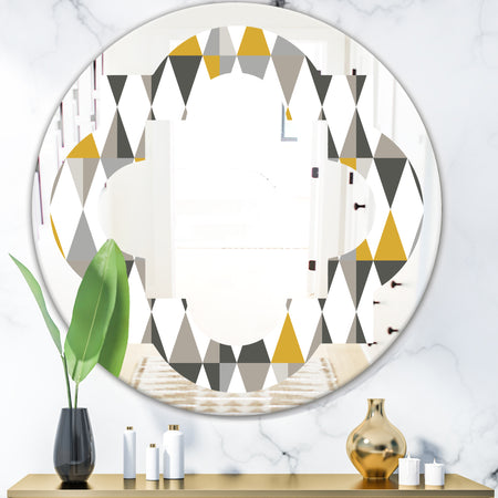 Diamond Retro VIII - Modern Round or Oval Wall Mirror - Quatrefoil