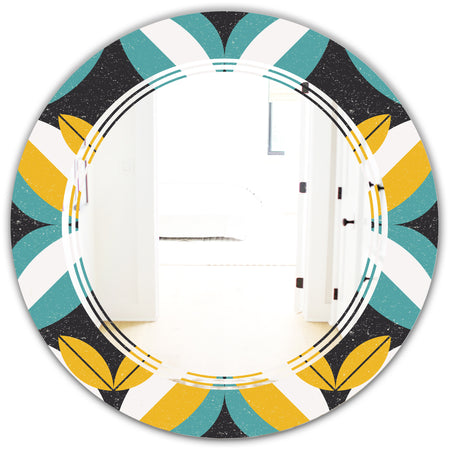 Retro Abstract Design VII - Modern Round or Oval Wall Mirror - Triple C