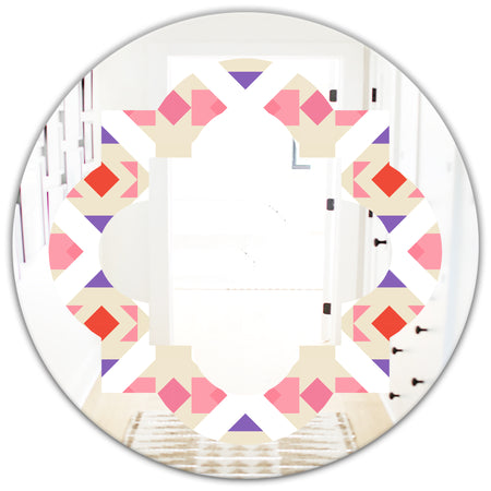 Triangular Retro Design VII - Modern Round or Oval Wall Mirror - Quatrefoil