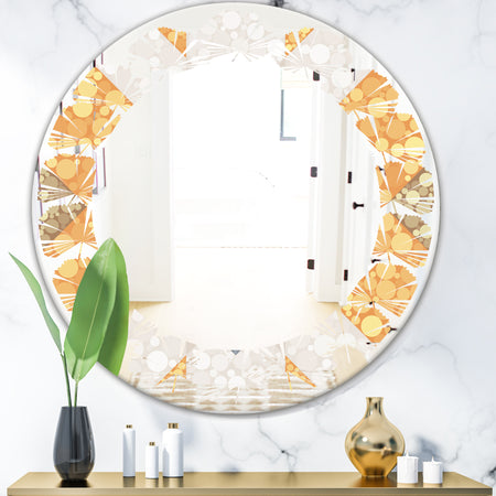 Geometric Retro Design I - Modern Round or Oval Wall Mirror - Leaves