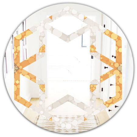 Geometric Retro Design I - Modern Round or Oval Wall Mirror - Hexagon Star