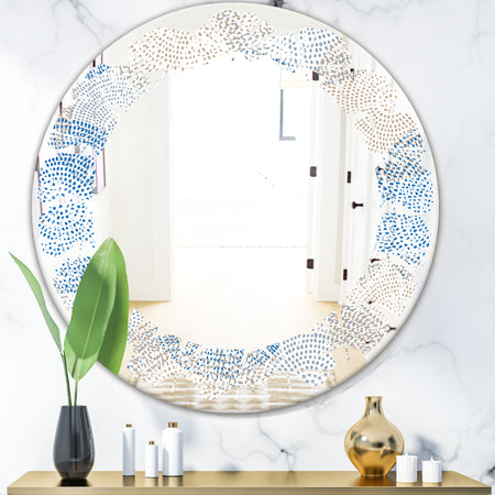 Abstract Retro Design I - Modern Round or Oval Wall Mirror - Leaves