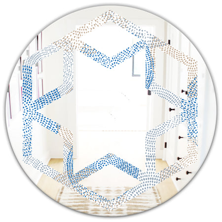 Abstract Retro Design I - Modern Round or Oval Wall Mirror - Hexagon Star