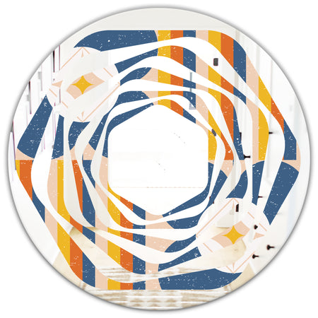 Retro Floral Pattern XI - Modern Round or Oval Wall Mirror - Whirl