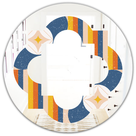 Retro Floral Pattern XI - Modern Round or Oval Wall Mirror - Quatrefoil