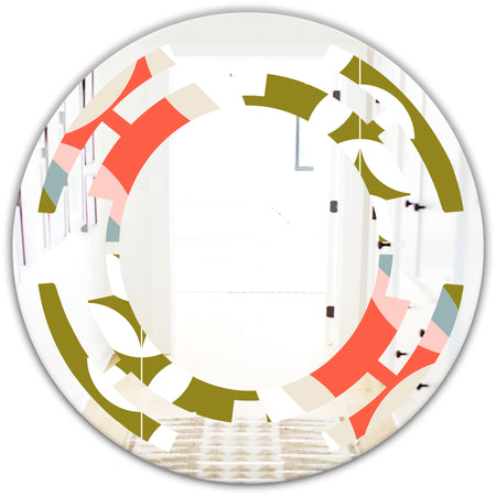 Retro Botanical Pattern I - Modern Round or Oval Wall Mirror - Space