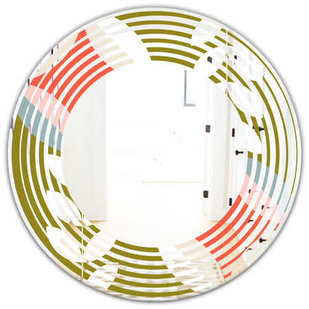 Retro Botanical Pattern I - Modern Round or Oval Wall Mirror - Wave