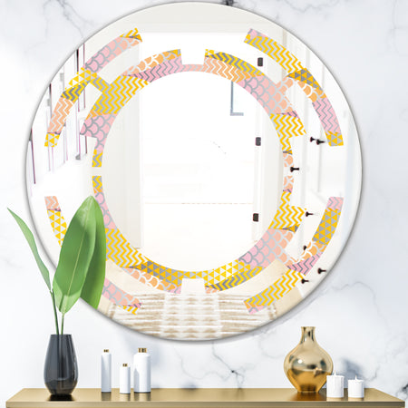 Golden Geometrical Fish Scale - Modern Round or Oval Wall Mirror - Space