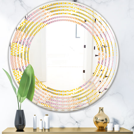 Golden Geometrical Fish Scale - Modern Round or Oval Wall Mirror - Wave