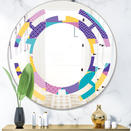Geometrical Pastel Abstract I - Modern Round or Oval Wall Mirror - Space