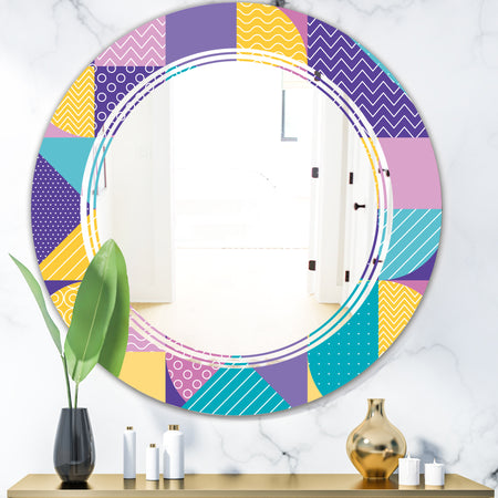 Geometrical Pastel Abstract I - Modern Round or Oval Wall Mirror - Triple C