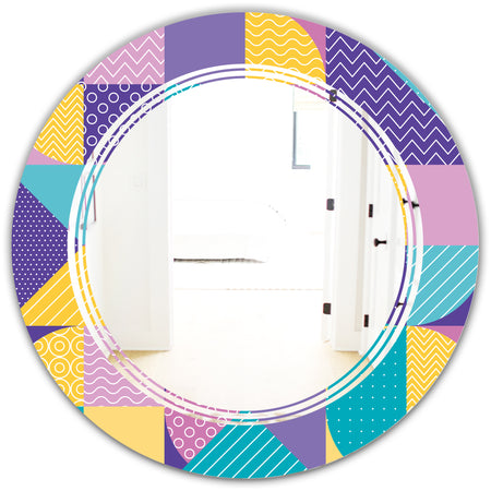 Geometrical Pastel Abstract I - Modern Round or Oval Wall Mirror - Triple C