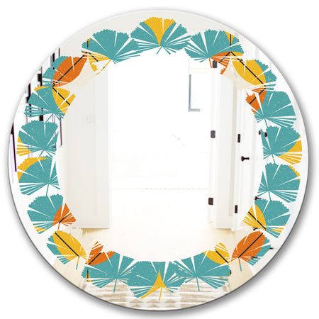 Diamond Retro IV - Cottage Round or Oval Wall Mirror - Leaves