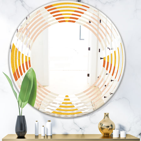 Retro Abstract Design XII - Modern Round or Oval Wall Mirror - Wave
