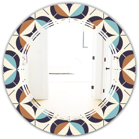 Geometric Retro Design V - Modern Round or Oval Wall Mirror - Triple C