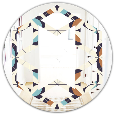 Geometric Retro Design V - Modern Round or Oval Wall Mirror - Hexagon Star