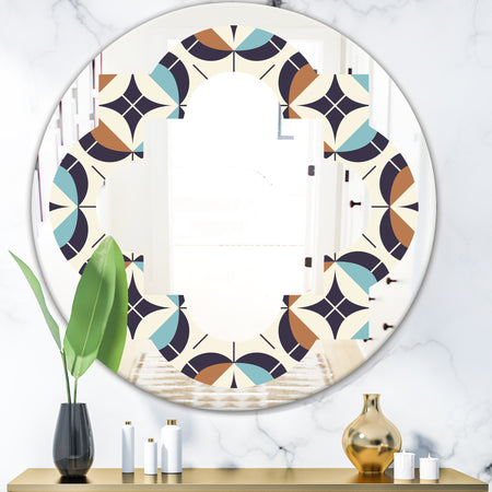 Geometric Retro Design V - Modern Round or Oval Wall Mirror - Quatrefoil