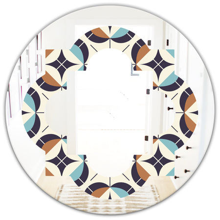 Geometric Retro Design V - Modern Round or Oval Wall Mirror - Quatrefoil