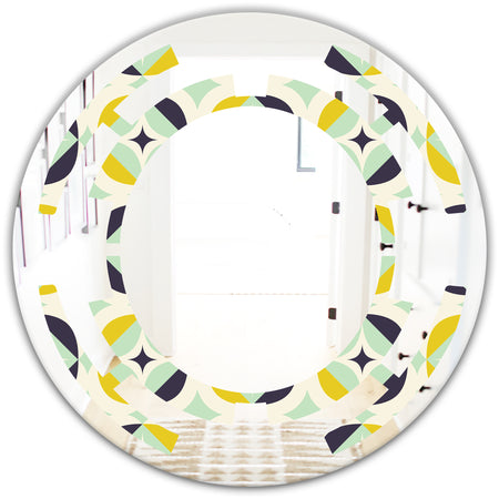 Diamond Retro V - Modern Round or Oval Wall Mirror - Space