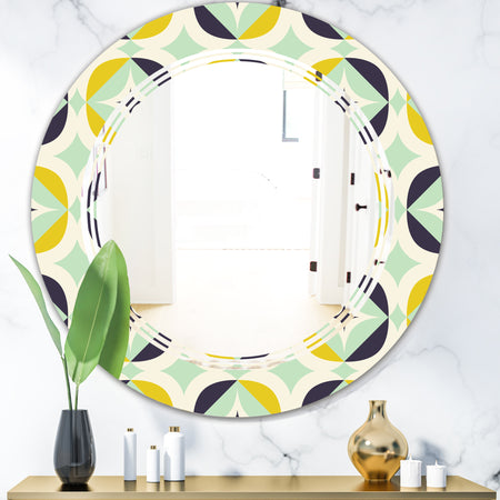 Diamond Retro V - Modern Round or Oval Wall Mirror - Triple C