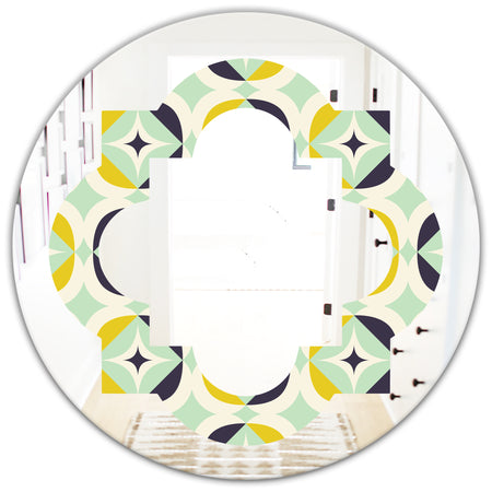 Diamond Retro V - Modern Round or Oval Wall Mirror - Quatrefoil