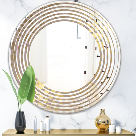 Golden Marble Design III - Modern Round or Oval Wall Mirror - Wave
