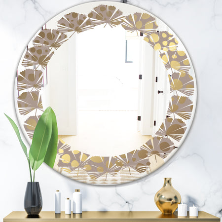 Golden Marble Design III - Modern Round or Oval Wall Mirror - Leaves