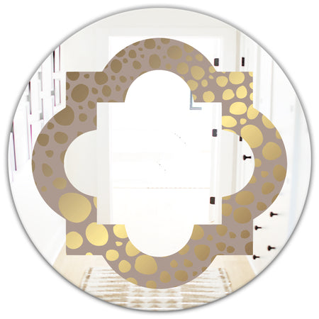 Golden Marble Design III - Modern Round or Oval Wall Mirror - Quatrefoil