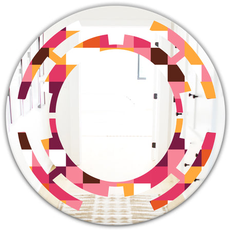 Retro Geometric Design VII - Modern Round or Oval Wall Mirror - Space