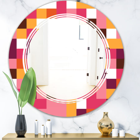 Retro Geometric Design VII - Modern Round or Oval Wall Mirror - Triple C