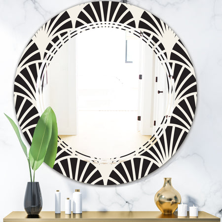 Retro Art Deco Waves I - Modern Round or Oval Wall Mirror - Triple C