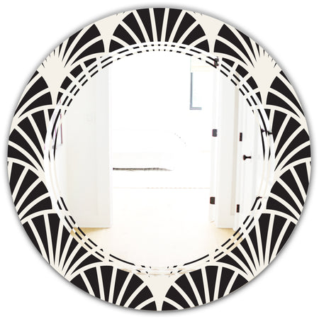 Retro Art Deco Waves I - Modern Round or Oval Wall Mirror - Triple C