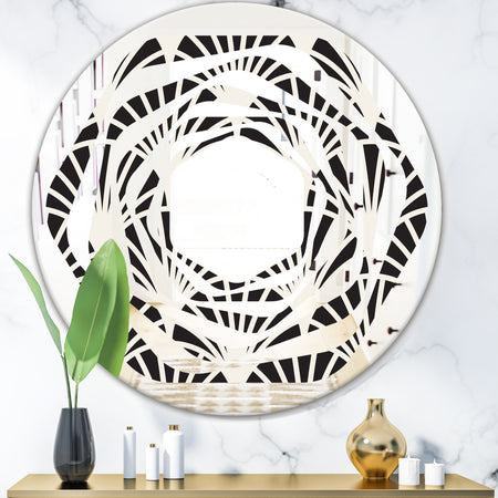 Retro Art Deco Waves I - Modern Round or Oval Wall Mirror - Whirl