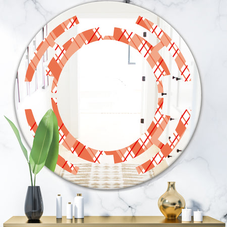 Retro Checkered Pattern I - Modern Round or Oval Wall Mirror - Space