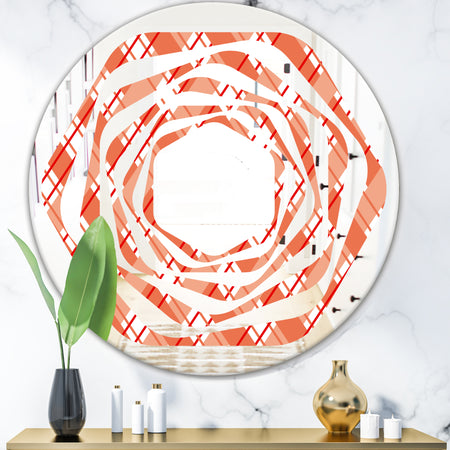 Retro Checkered Pattern I - Modern Round or Oval Wall Mirror - Whirl