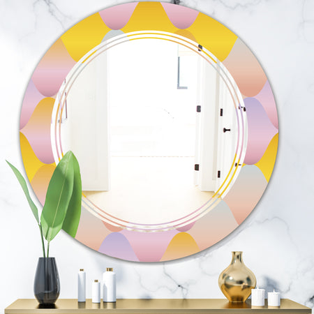 Golden Geometrical Diamond Pattern II - Modern Round or Oval Wall Mirror - Triple C