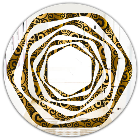 Gold and Black Swirl I - Modern Round or Oval Wall Mirror - Whirl