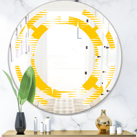 Abstract Retro Geometric Pattern IV - Modern Round or Oval Wall Mirror - Space