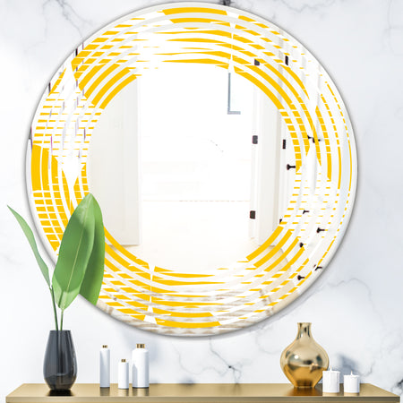 Abstract Retro Geometric Pattern IV - Modern Round or Oval Wall Mirror - Wave