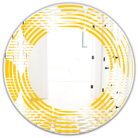 Abstract Retro Geometric Pattern IV - Modern Round or Oval Wall Mirror - Wave