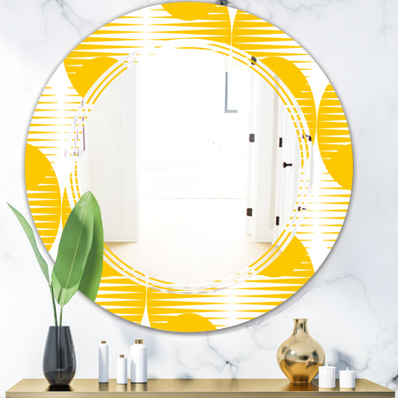Abstract Retro Geometric Pattern IV - Modern Round or Oval Wall Mirror - Triple C