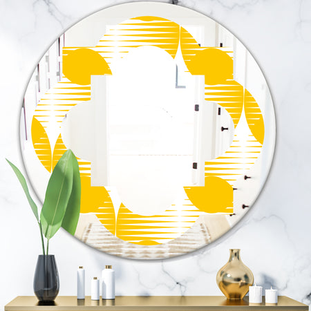Abstract Retro Geometric Pattern IV - Modern Round or Oval Wall Mirror - Quatrefoil